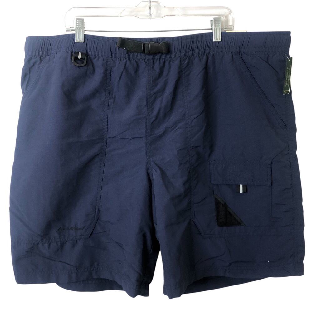 Eddie Bauer NWT Men's Navy Blue Fast Dry Nanotex UPF 40 Swim Shorts XXL Tall